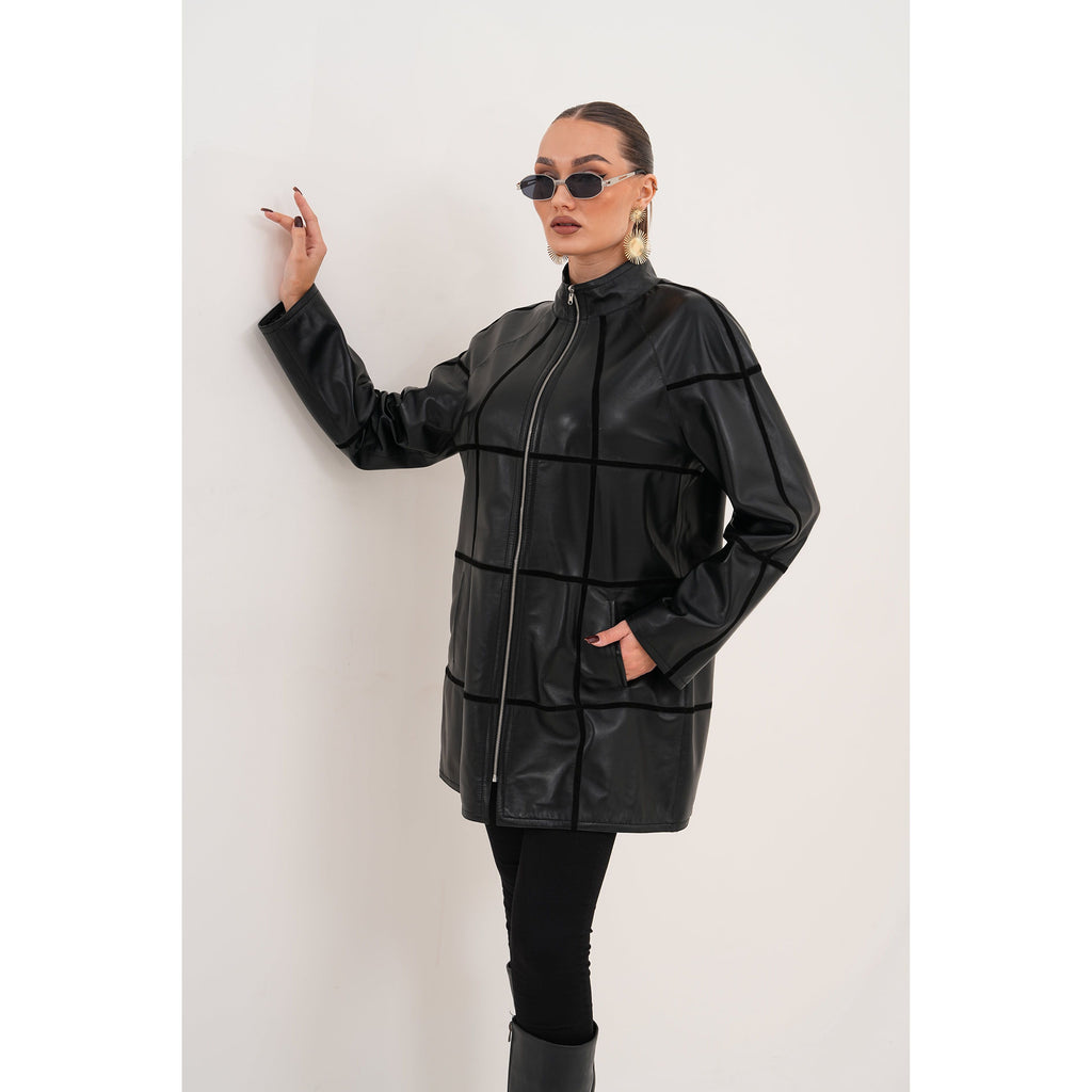 Vinci The Prado Reversible Black Leather Women Leather Jacket