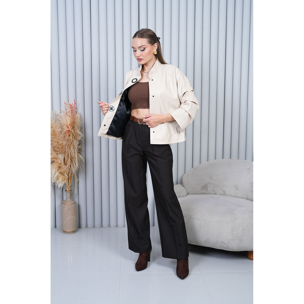 The Odessa Cream Leather Women Jacket