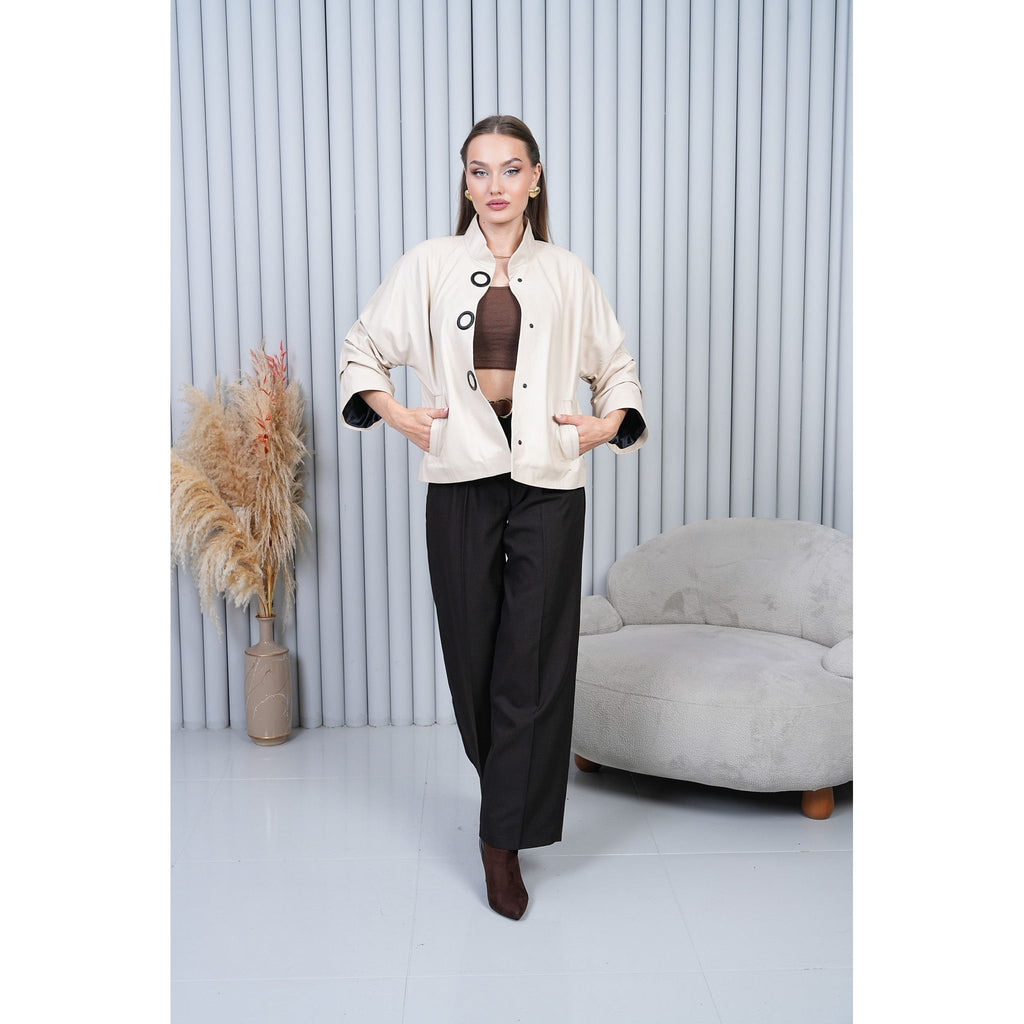 The Odessa Cream Leather Women Jacket