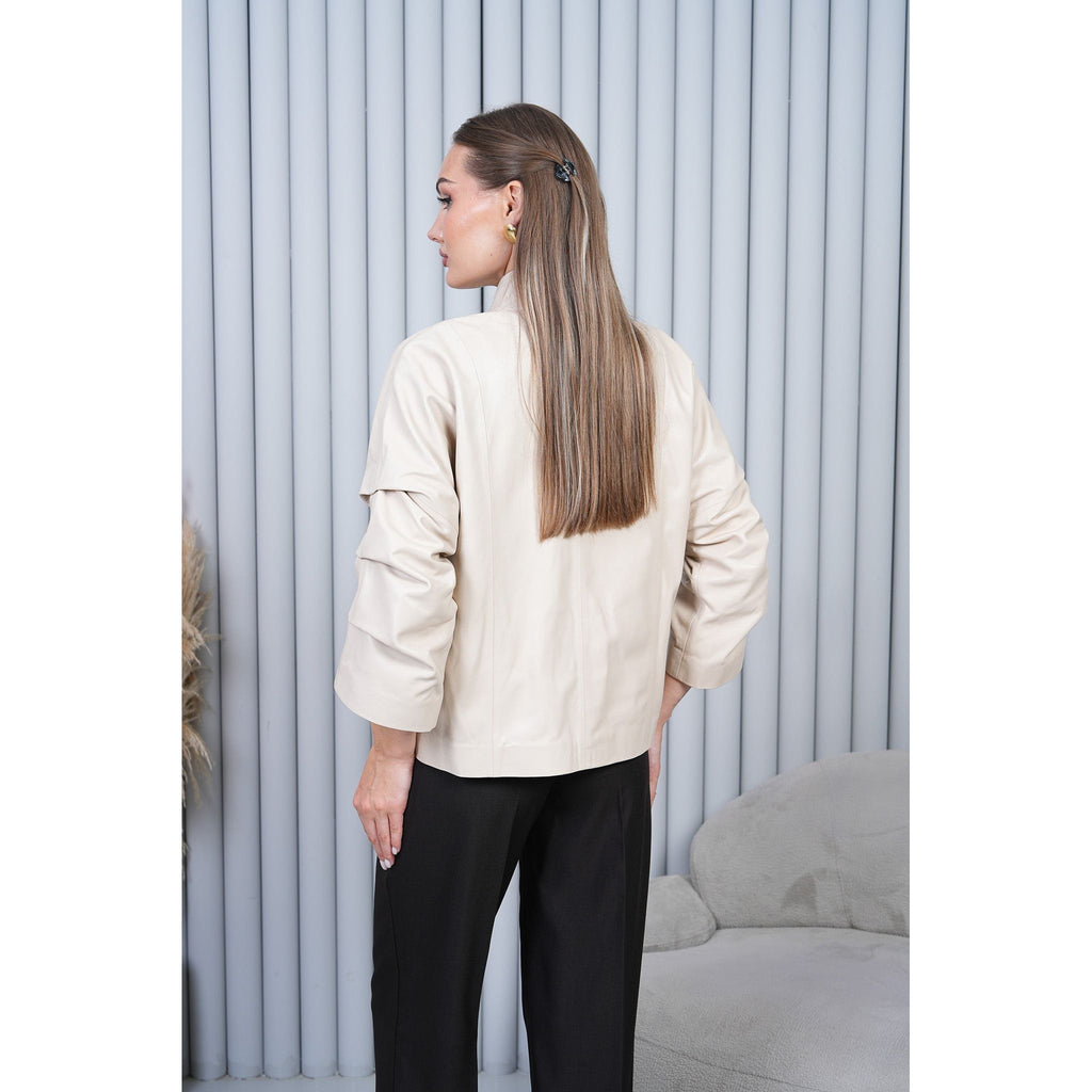 The Odessa Cream Leather Women Jacket