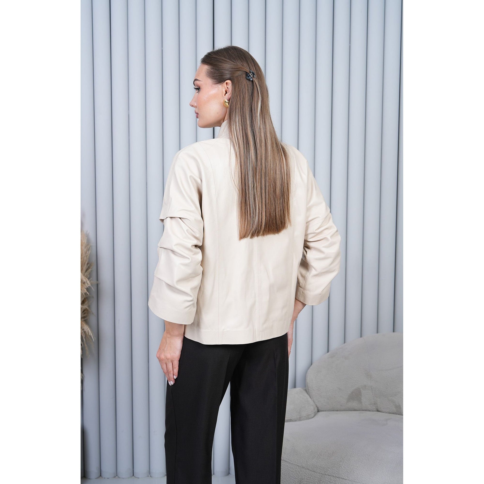The Odessa Cream Leather Women Jacket