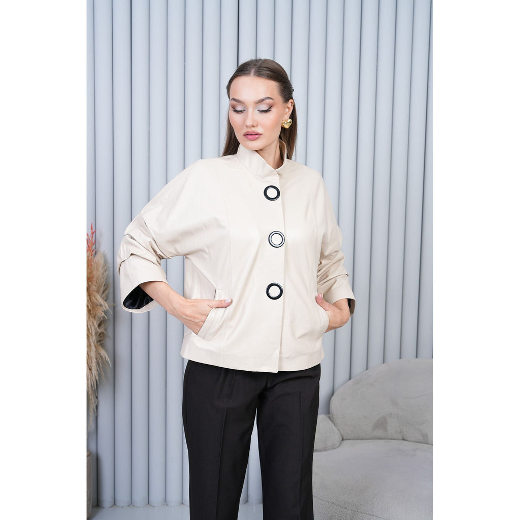 The Odessa Cream Leather Women Jacket