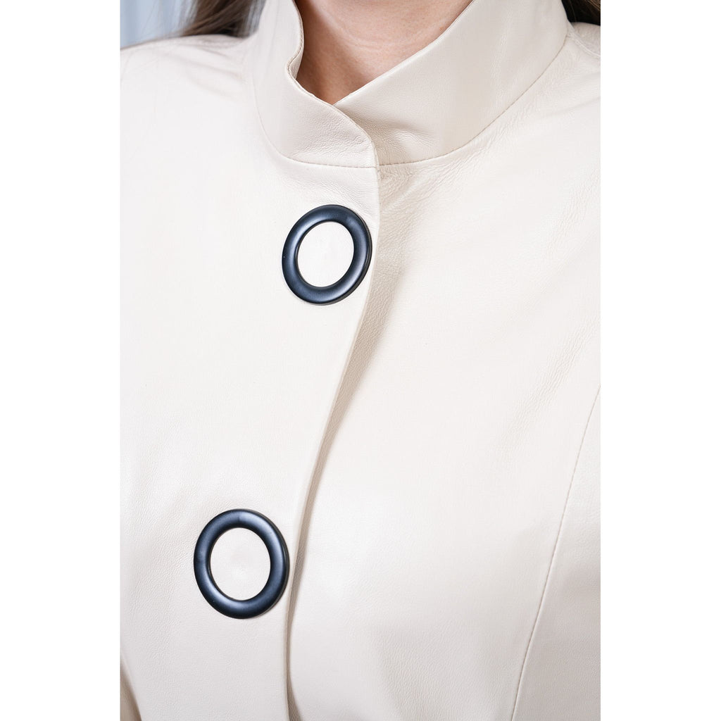 The Odessa Cream Leather Women Jacket
