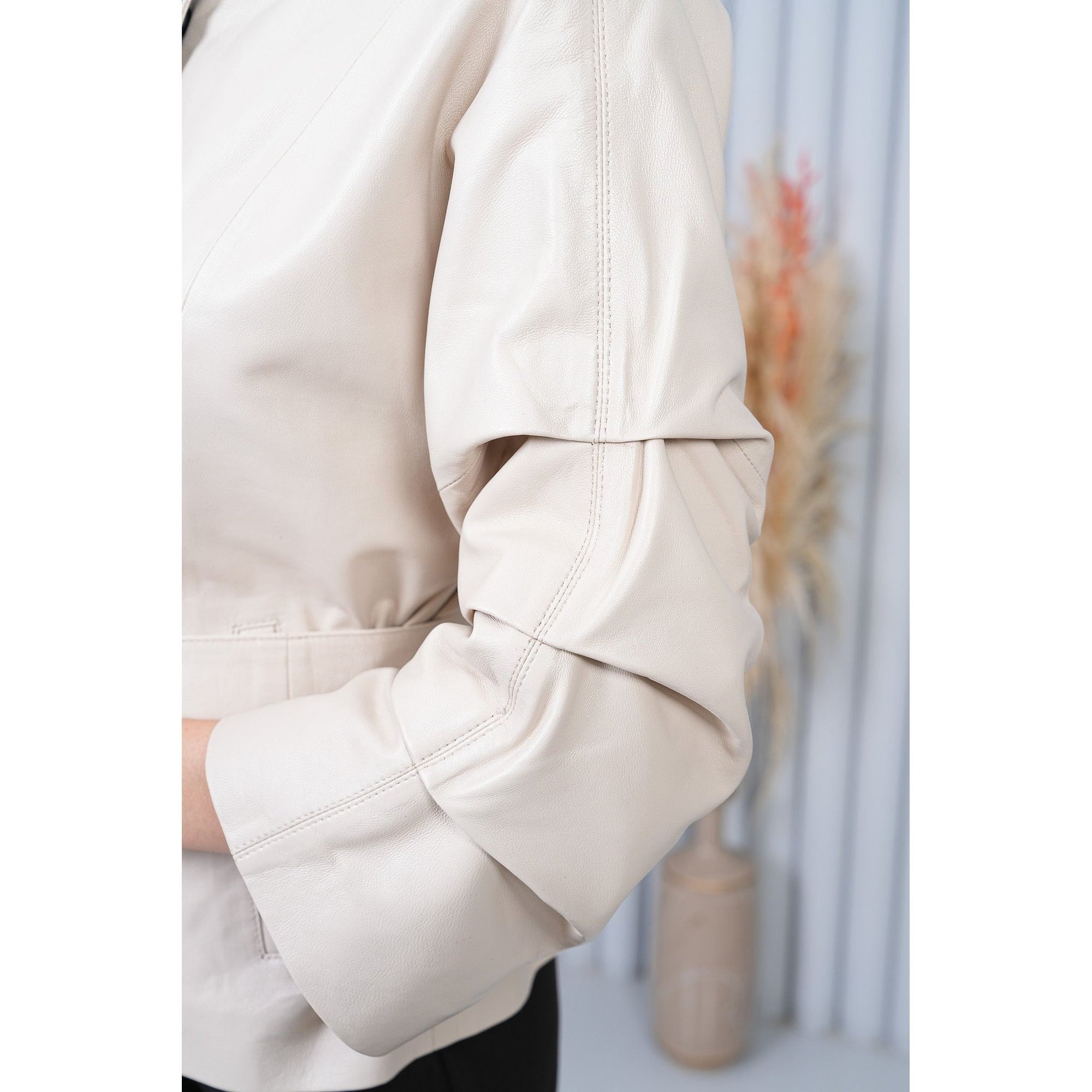 The Odessa Cream Leather Women Jacket
