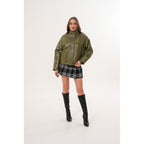 The Kireya Olive Green Genuine Leather Women Jacket