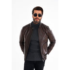 The Brescia Brown Leather Racer Men Jacket