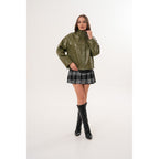 The Kireya Olive Green Genuine Leather Women Jacket