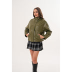 The Kireya Olive Green Genuine Leather Women Jacket