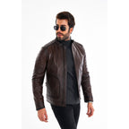 The Brescia Brown Leather Racer Men Jacket