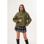 The Kireya Olive Green Genuine Leather Women Jacket