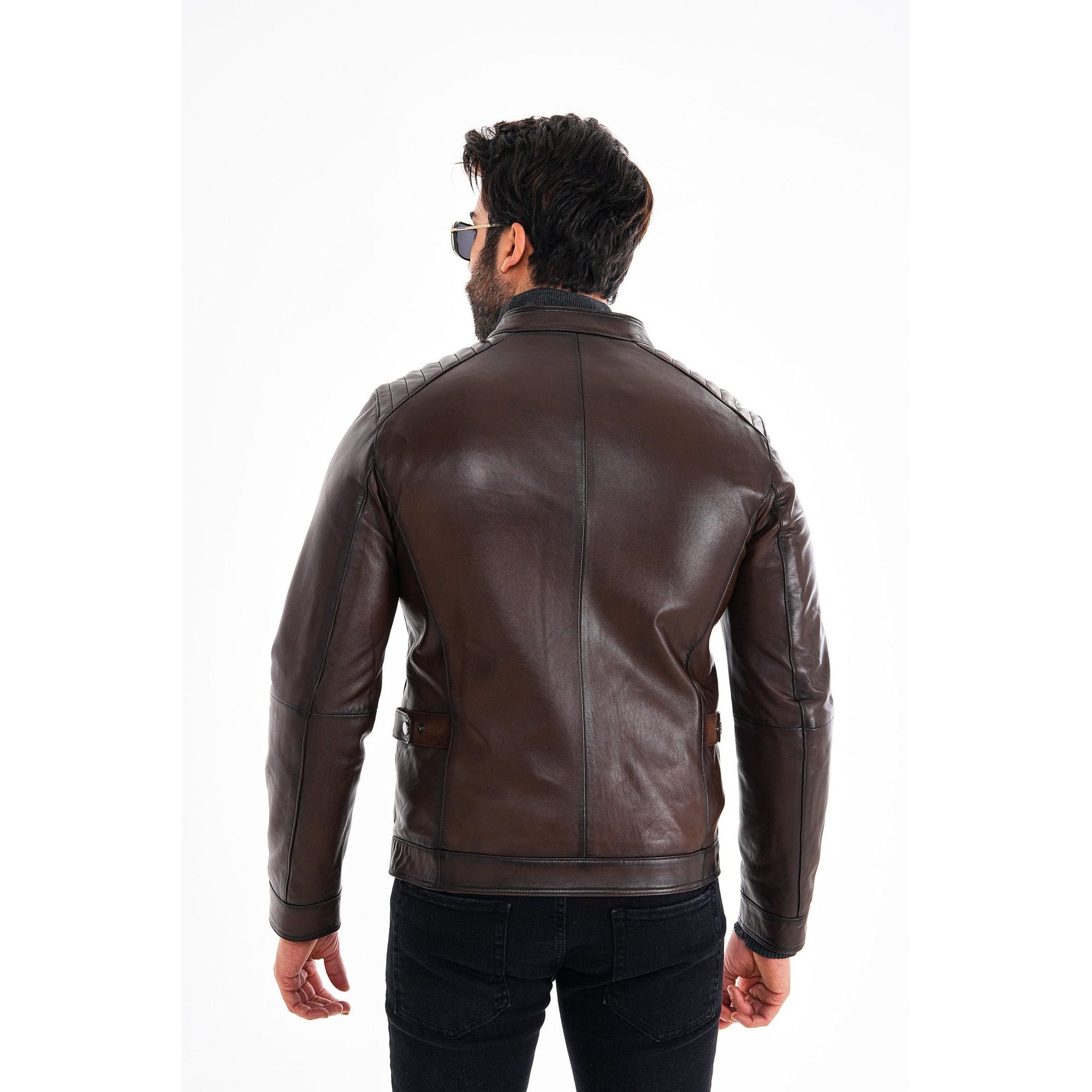 The Brescia Brown Leather Racer Men Jacket