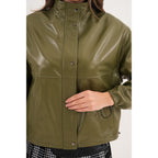 The Kireya Olive Green Genuine Leather Women Jacket