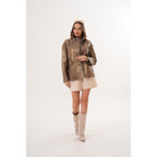 The Zayra Women Leather Jacket – Taupe Brown