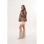 The Zayra Women Leather Jacket – Taupe Brown