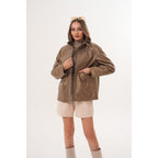 The Zayra Women Leather Jacket – Taupe Brown