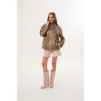 The Zayra Women Leather Jacket – Taupe Brown