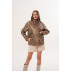 The Zayra Women Leather Jacket – Taupe Brown
