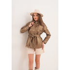 The Vesara Brown Genuine Leather Women Jacket