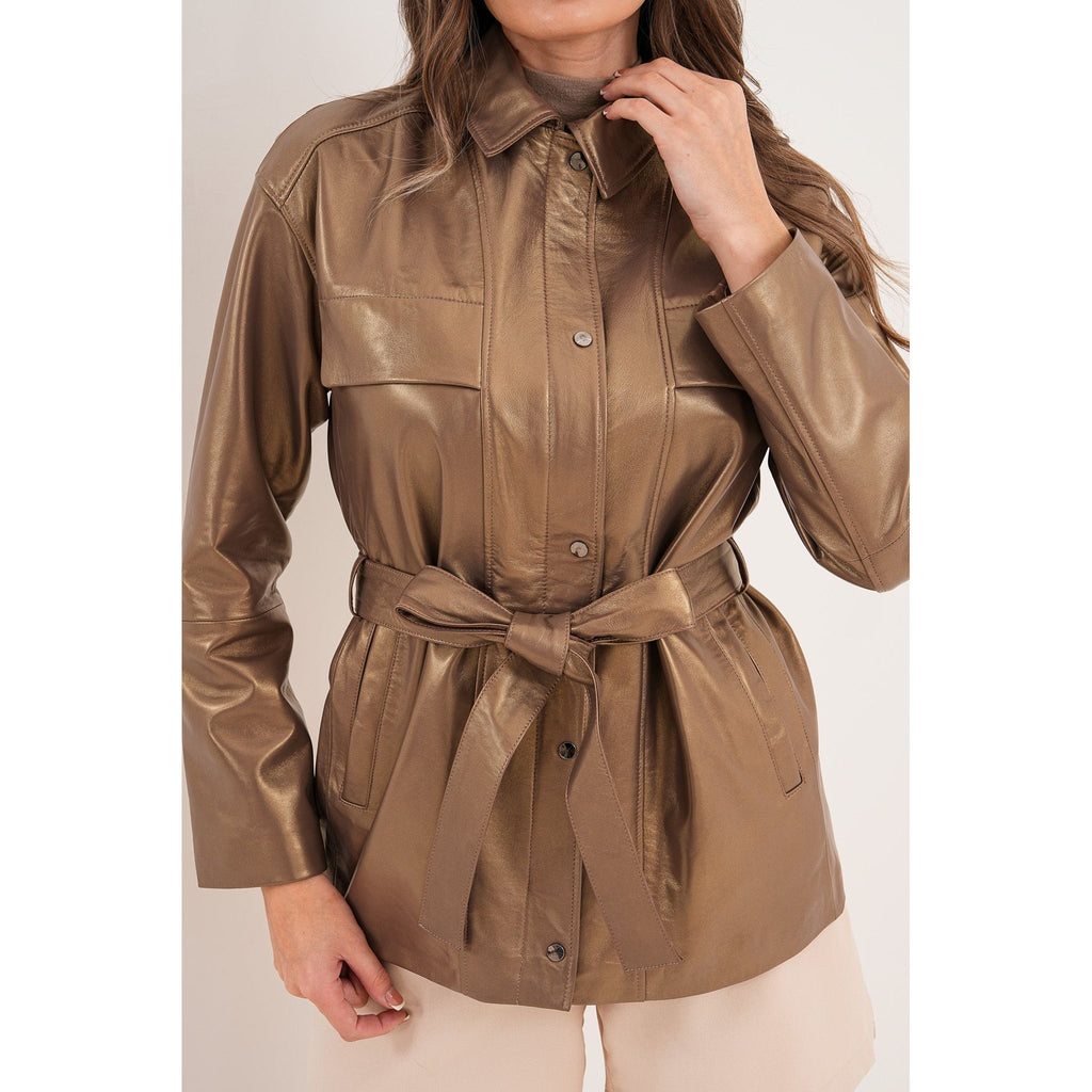 The Vesara Brown Genuine Leather Women Jacket