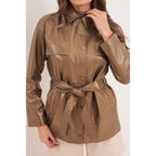 The Vesara Brown Genuine Leather Women Jacket