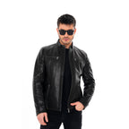 The Falcon Black Pebbled Leather Men Jacket