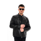 The Falcon Black Pebbled Leather Men Jacket
