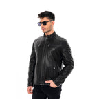 The Falcon Black Pebbled Leather Men Jacket