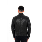 The Falcon Black Pebbled Leather Men Jacket