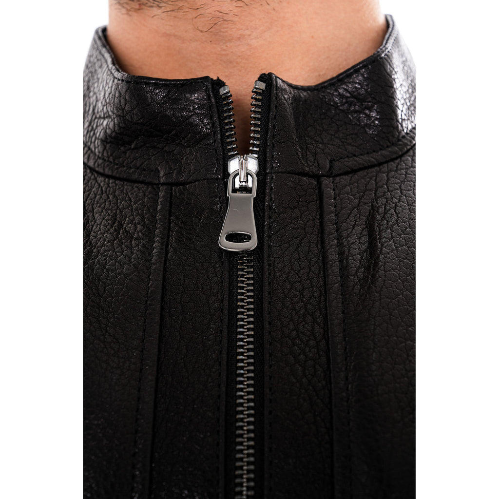 The Falcon Black Pebbled Leather Men Jacket