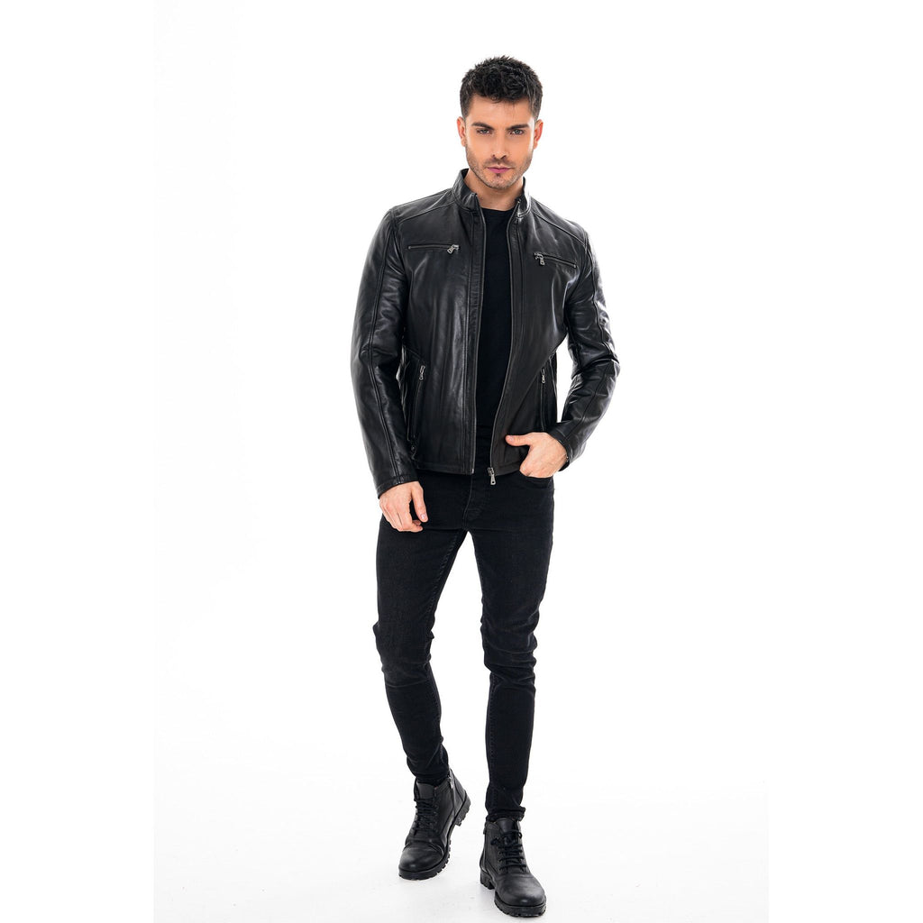 Vinci The Falcon Black Smooth Leather Men Jacket