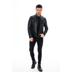 Vinci The Falcon Black Smooth Leather Men Jacket