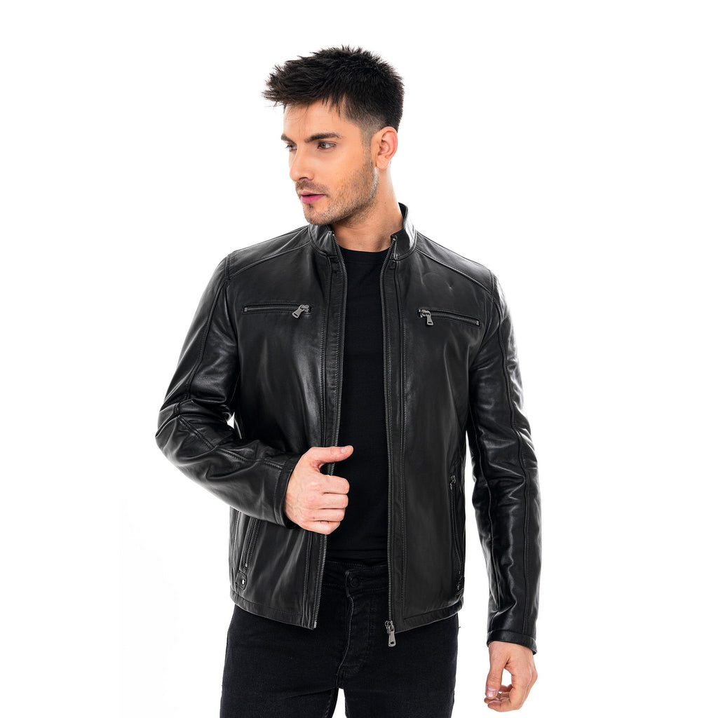 Vinci The Falcon Black Smooth Leather Men Jacket
