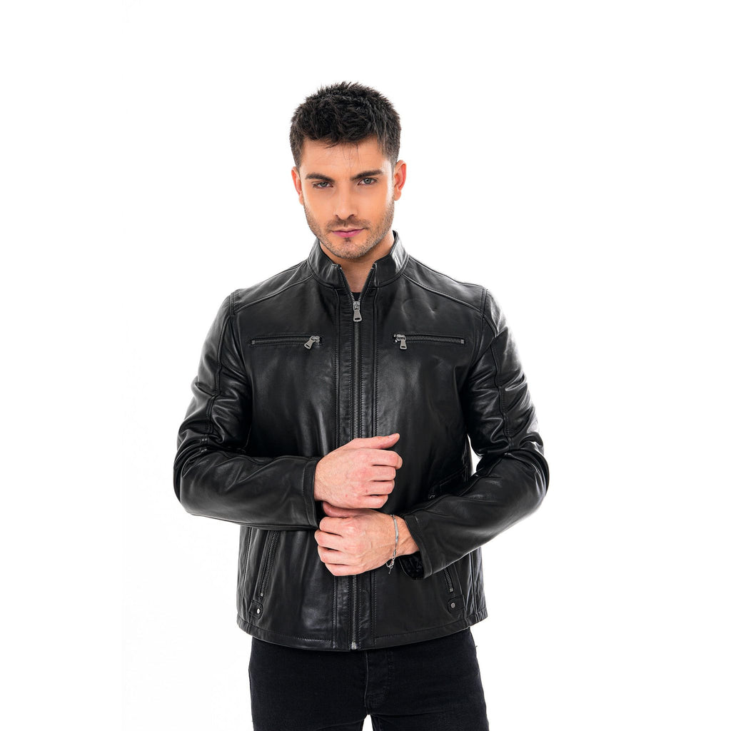 Vinci The Falcon Black Smooth Leather Men Jacket