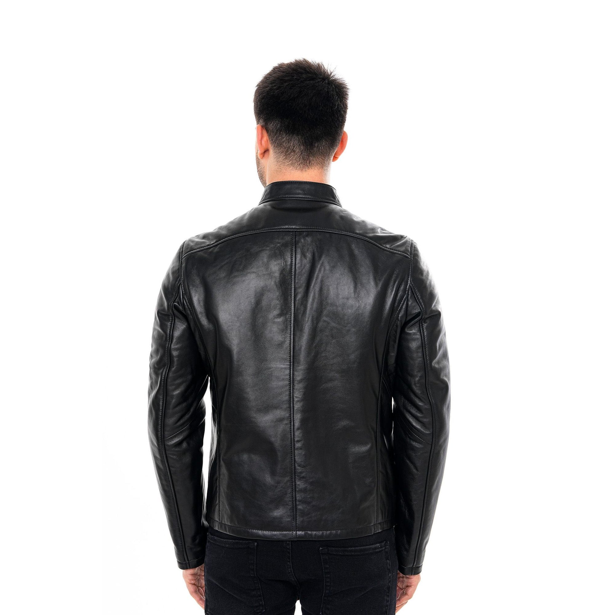 Vinci The Falcon Black Smooth Leather Men Jacket