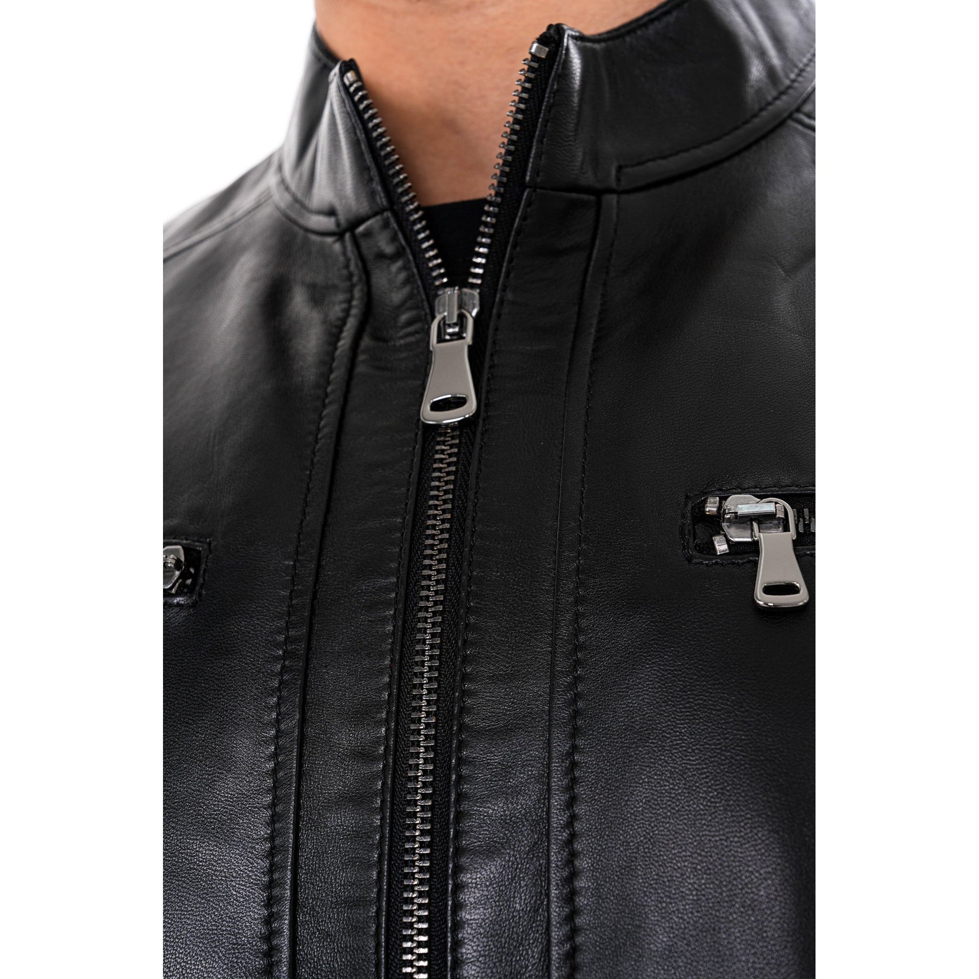 Vinci The Falcon Black Smooth Leather Men Jacket
