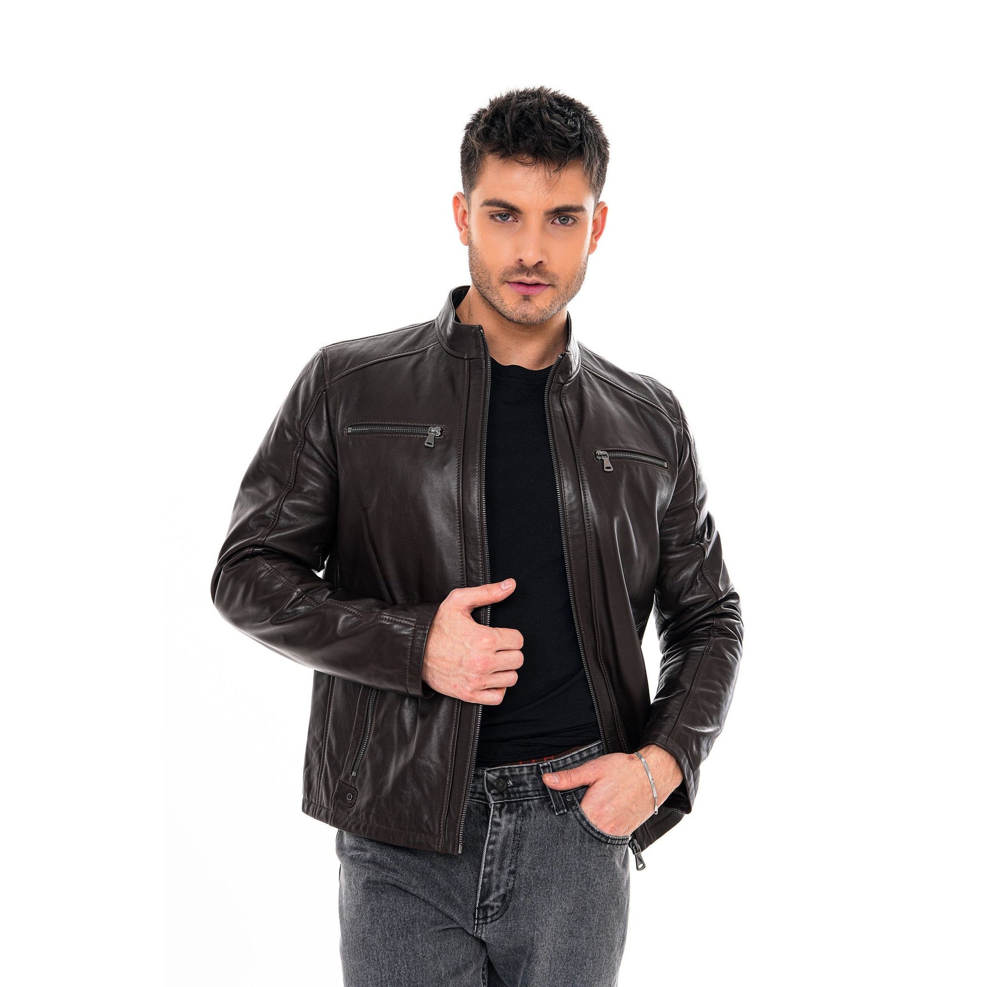Vinci The Falcon Dark Brown Smooth Leather Jacket