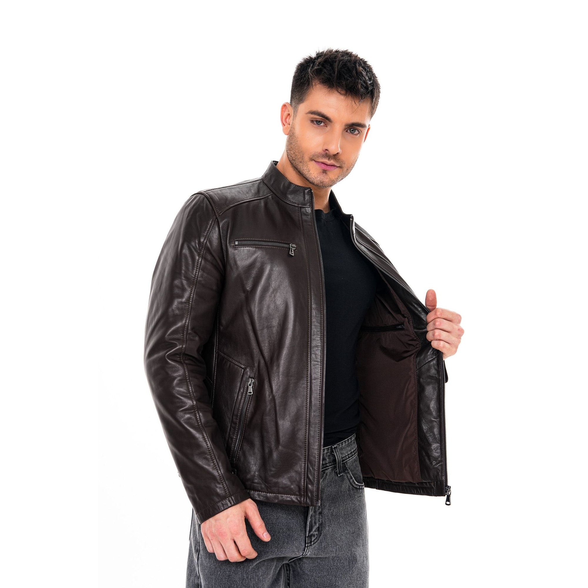 Vinci The Falcon Dark Brown Smooth Leather Jacket