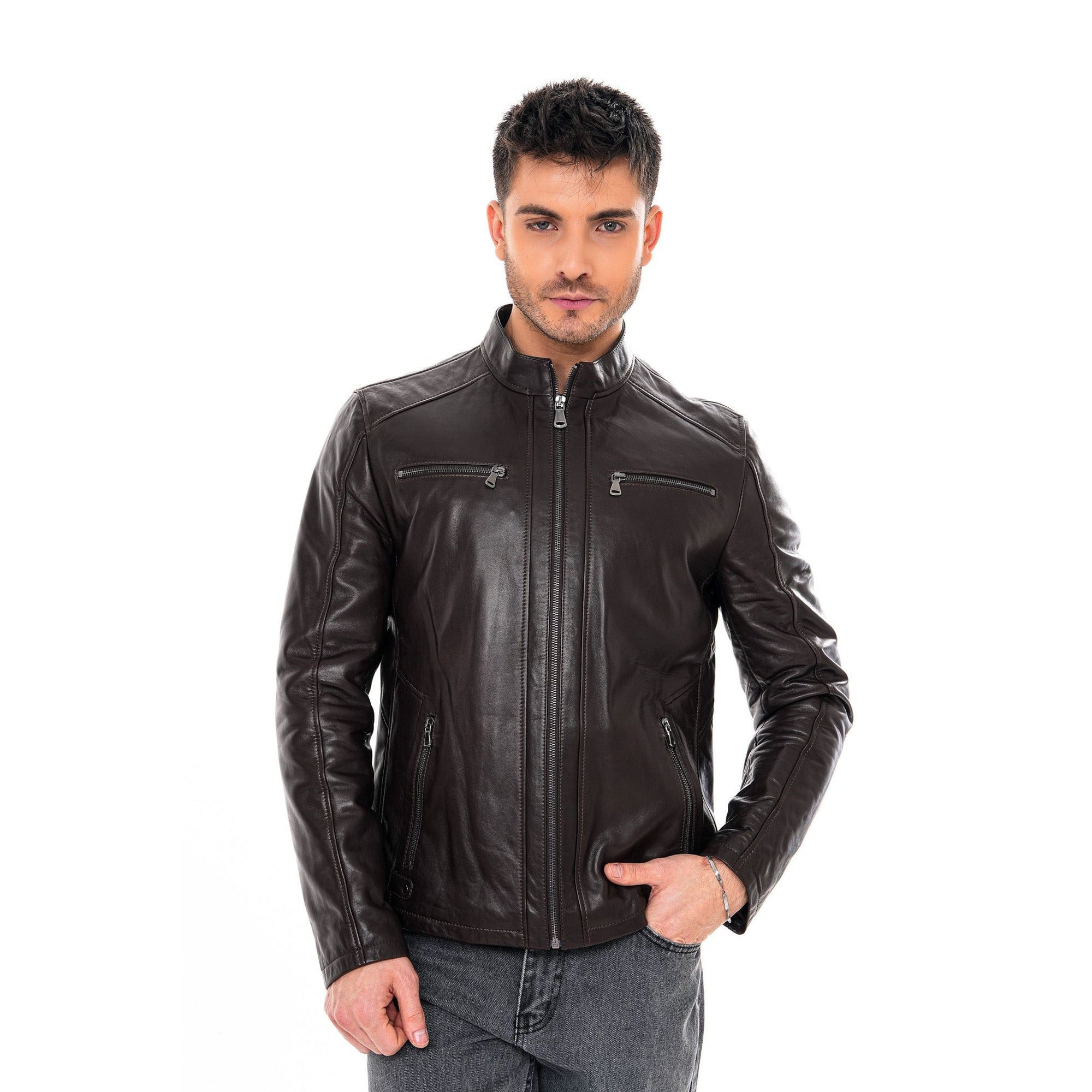 Vinci The Falcon Dark Brown Smooth Leather Jacket