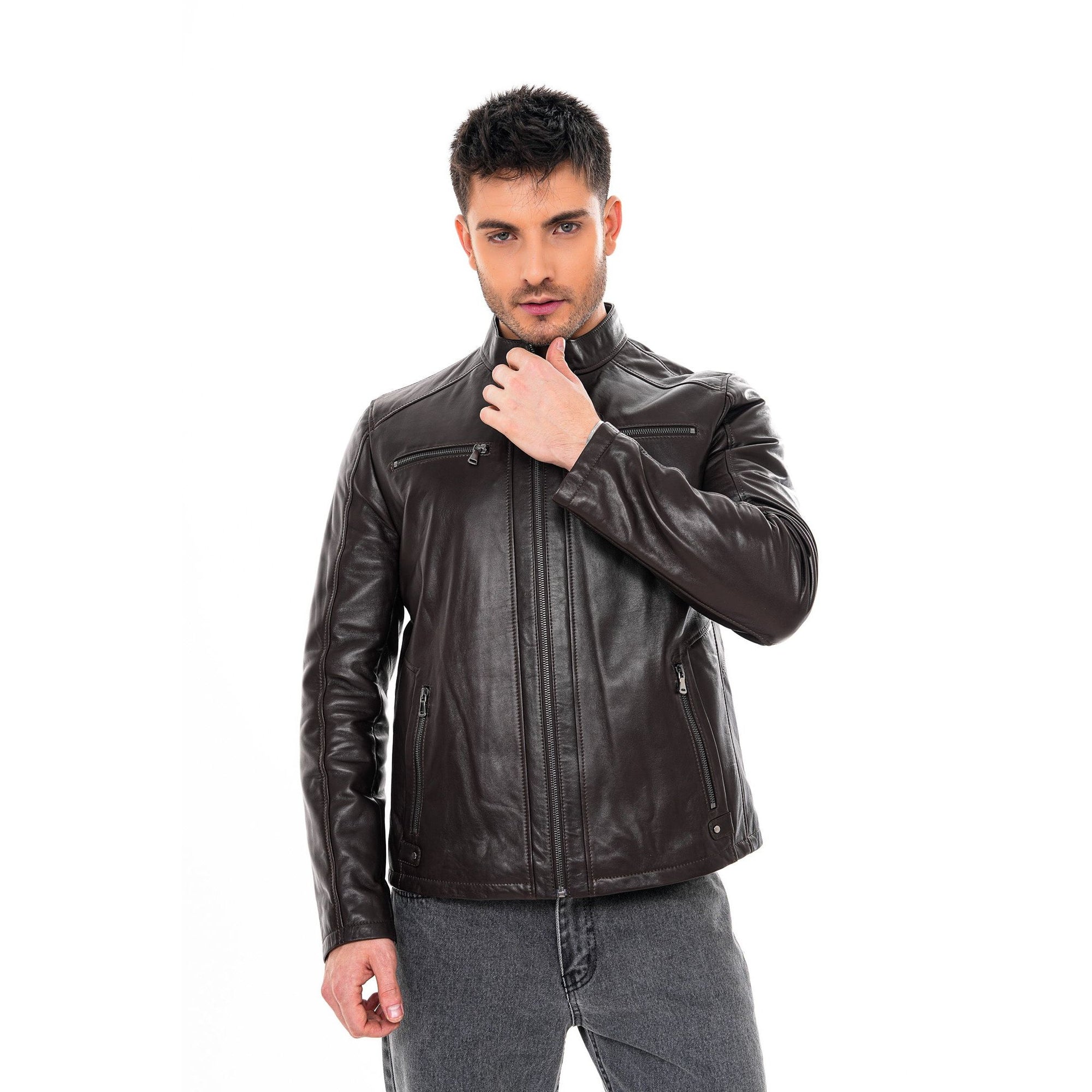 Vinci The Falcon Dark Brown Smooth Leather Jacket