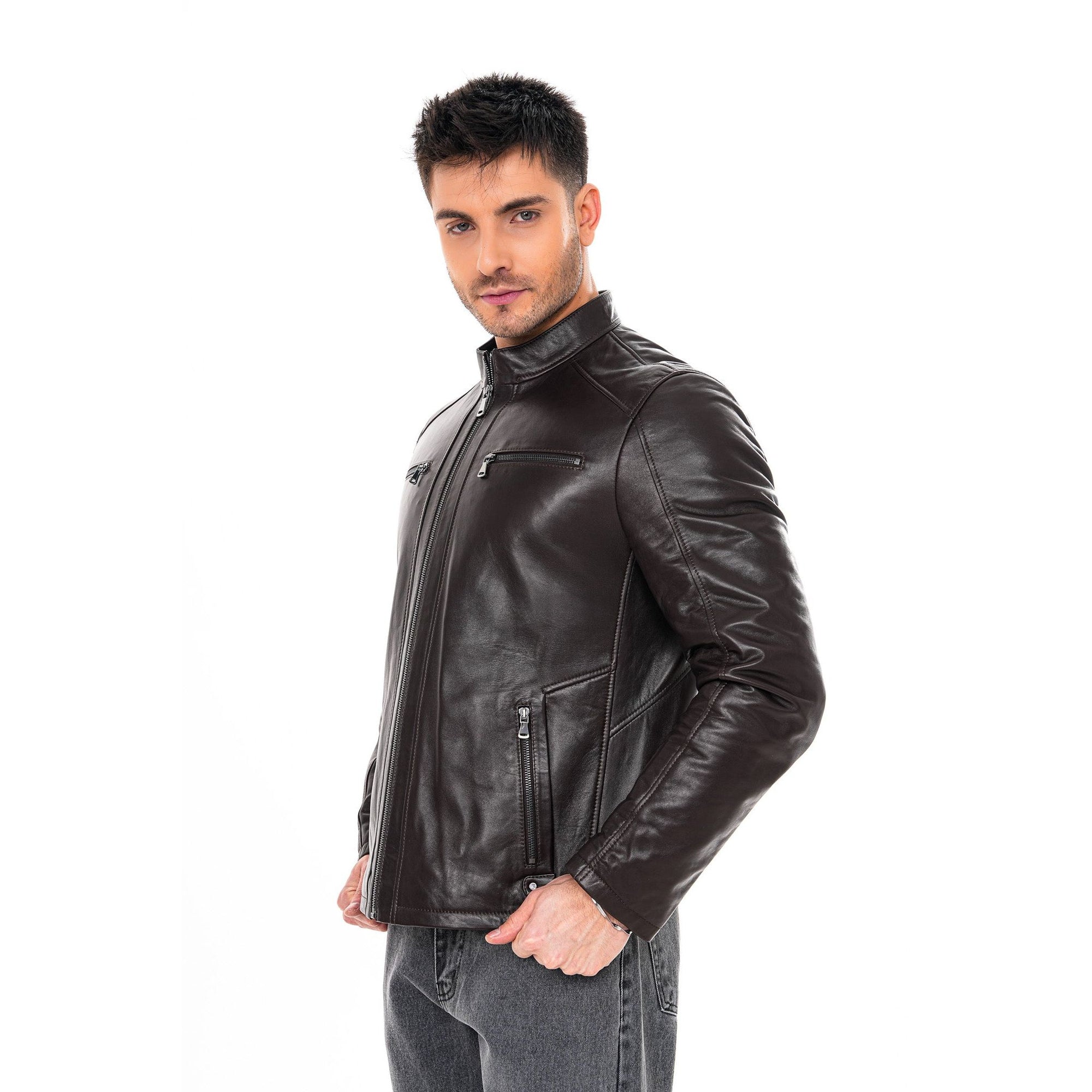 Vinci The Falcon Dark Brown Smooth Leather Jacket