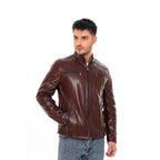 Vinci The Falcon Cognac Brown Smooth Leather Men Jacket