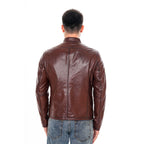 Vinci The Falcon Cognac Brown Smooth Leather Men Jacket