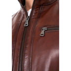 Vinci The Falcon Cognac Brown Smooth Leather Men Jacket