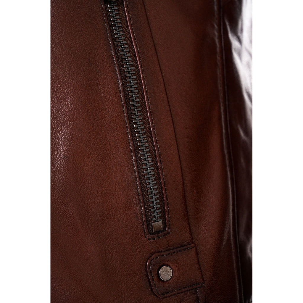 Vinci The Falcon Cognac Brown Smooth Leather Men Jacket