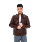 Vinci The Falcon Brown Pebbled Leather Men Jacket