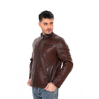 Vinci The Falcon Brown Pebbled Leather Men Jacket