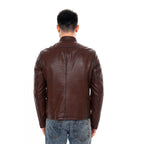 Vinci The Falcon Brown Pebbled Leather Men Jacket