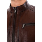 Vinci The Falcon Brown Pebbled Leather Men Jacket