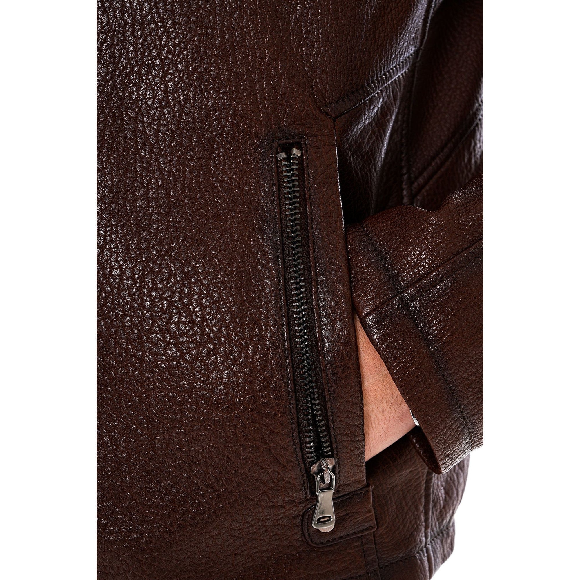 Vinci The Falcon Brown Pebbled Leather Men Jacket