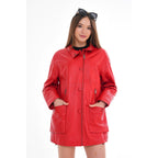 The Lioara Red Leather Women Jacket